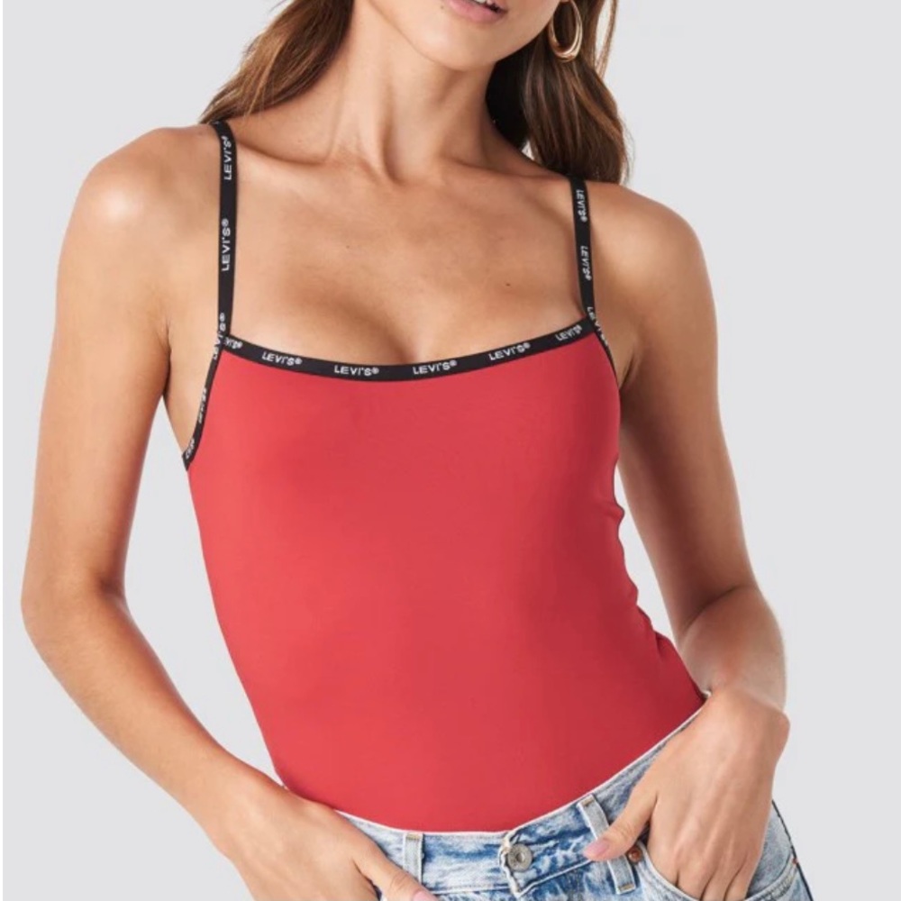 Levi's Medium Red Square Neck Logo Bodysuit